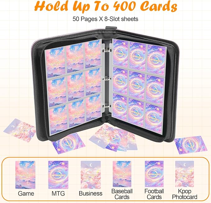 Card Binder 9 Pocket, 900 Pockets Card Holder Compatible with Game Cards Gift for Girls and Boys, Trading Card Binder Album Case Book Storage For Photocards, Large,Black