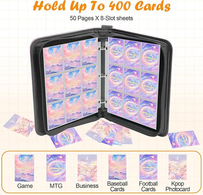 Card Binder 9 Pocket, 900 Pockets Card Holder Compatible with Game Cards Gift for Girls and Boys, Trading Card Binder Album Case Book Storage For Photocards, Large,Black