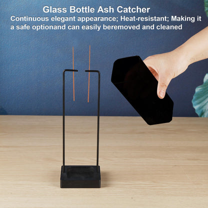 Hukalw Incense Holder for Sticks, Upside Down Incense Burner with Removable Black Glass Ash Catcher Anti-Ash Flying