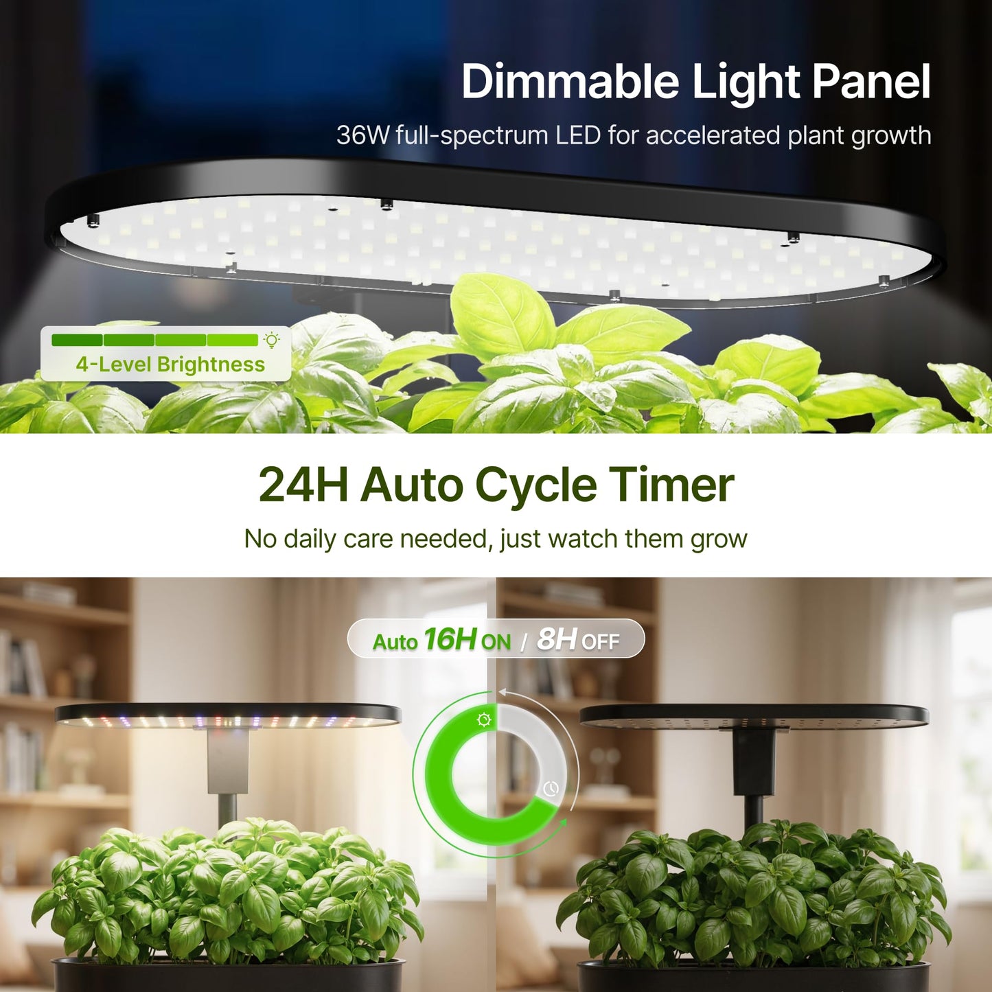 SUNCOZE Hydroponics Growing System with Removable Tank, 36W Dimmable Full Spectrum LED Grow Light, 12 Pods Indoor Herb Garden with 5L Split Water Tank, 21.6" Height Adjustable Hydroponic Garden