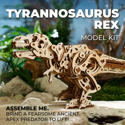 UGEARS Tyrannosaurus Rex 3D Wooden Puzzles for Adults - Wooden Model Kits for Adults D Rex Dinosaur Puzzle Kit Mechanical Models Automaton Kit Brain Teaser, Hobby Set Home Decoration