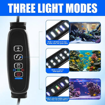 AQUANEAT LED Aquarium Light with Timer for 12-16 Inch Fish Tank, Brightness Adjustable, Full Spectrum, Low Medium Light Plant Lamp