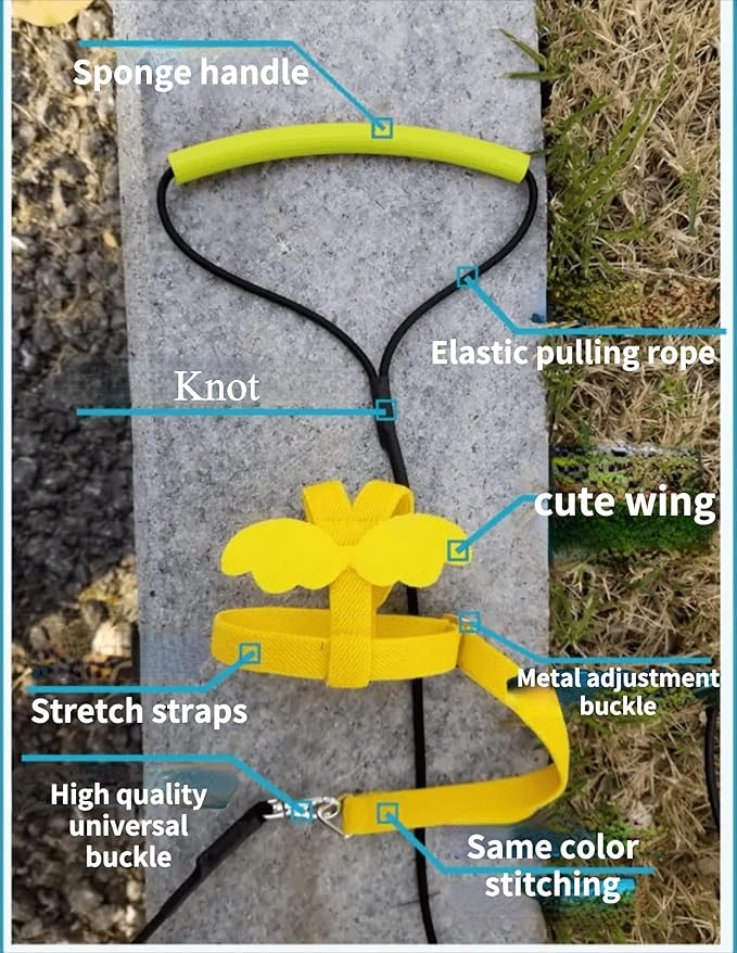 Adjustable Bird Harness with Elastic Leash, Pet Parrot Harness and Leash, Adjustable Training Design Anti-Bite, Bird Nylon Rope with Cute Wing for Conure (Beige,L)