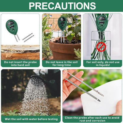 Soil Moisture Meter PH Tester: 3-in-1 Soil Test Kit Plant Water Meter for Garden Light Thermometer Testing Houseplants Moisture Hygrometer Ph Acidity Sensor for Lawn Farm Indoor and Outdoor Use