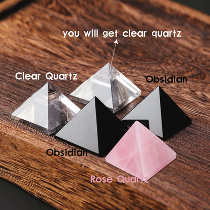 Runyangshi Natural Clear Quartz Crystal Pyramid Energy Generator | 1.6x1.6in (4x4cm) Healing Crystal Pyramid for Protection & Positive Energy | Natural Quartz for Chakra Reiki Home Decor