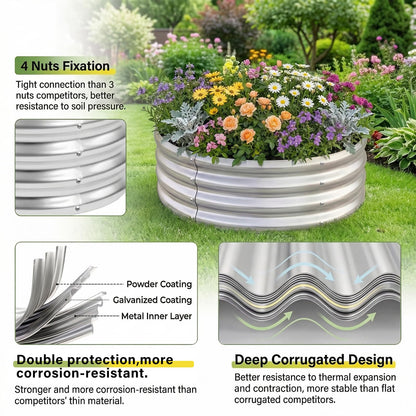 Land Guard 2 Pack 2×2×1ft Galvanized Raised Garden Bed, Planter Raised Garden Beds Outdoor, Round Clearance Raised Garden Beds for Gardening Vegetables……