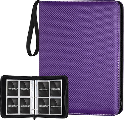GERMUN 4 Pocket Card Binder, Premium Zip Trading Card Binder, 400 Double Sided Pocket PU Card Collection Binder, Collector Card Album, Card Folder for MTG, TCG, Sports Cards, Game Cards (Purple)