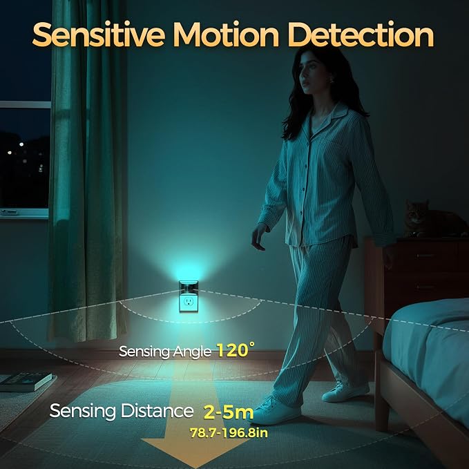 DORESshop LED Night Light[4 Pack], Night Lights Plug into Wall, 8-Color RGB LED Nightlight with Motion Sensor, Dusk to Dawn Sensor, Nightlights for Adults, Bedroom, Bathroom, Hallway