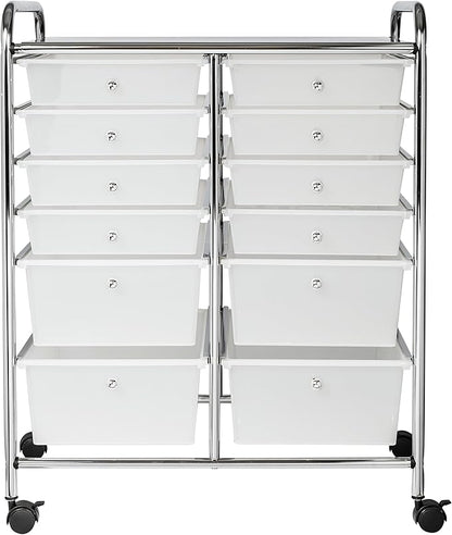 Honey-Can-Do Rolling Storage Cart and Organizer with 12 Plastic Drawers