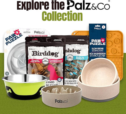 Palz&Co EcoBowl with Lid for Dogs & Cats, 48 oz Gray - Natural Bamboo Pet Bowl with Non-Slip Base, Pet Food and Water Dish, Dishwasher Safe