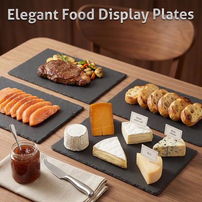 Zhehao 4 Pack 16" x 10" Large Slate Cheese Boards for Meat Cheese Appetizer Platter Black Charcuterie Board Natural Slate Stone Plate Tray for Laser Engraving Wedding Party Housewarming Gift