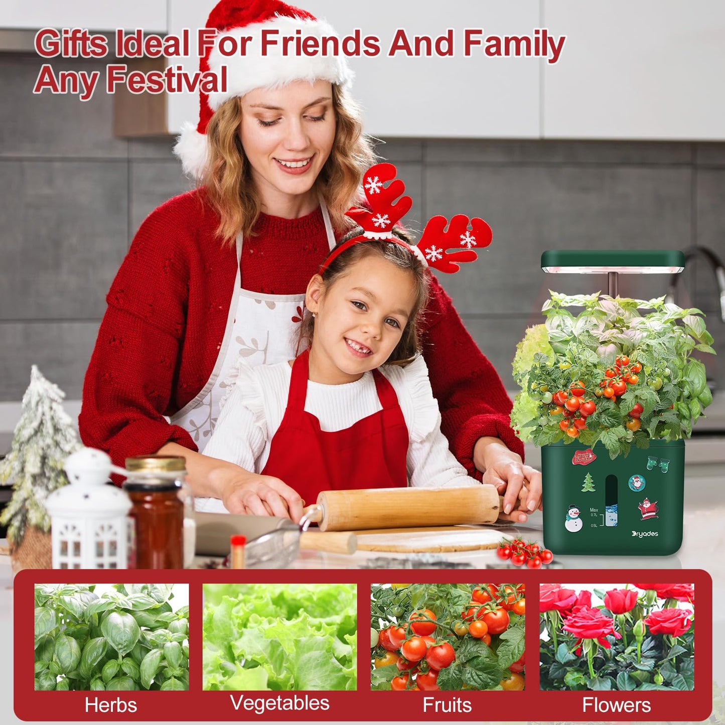 Indoor Garden Growing Systems Self-Watering Plant Pot Smart Gardening System with 17 Watts LED Grow Light Auto Timer Gardening Plant Gifts for Mom Plant Pot for vegetables herbs(No Seeds&Soil)