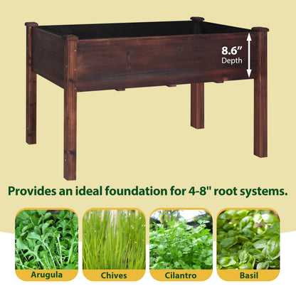 BlueWish Cedar Raised Garden Bed, 48" W x 24" D x 30" H Raised Garden Bed with Detachable Black Liner, 3 Drainage Holes, Planter Box for Outdoor, Patio, Backyard, Rustic