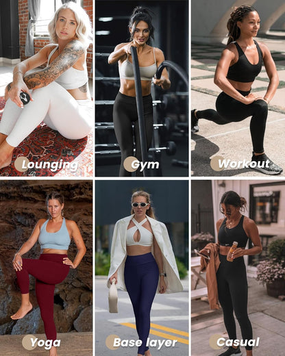 NexiEpoch 4 Pack Leggings for Women - High Waisted Tummy Control Soft Black Capri Yoga Pants with Pockets for Workout