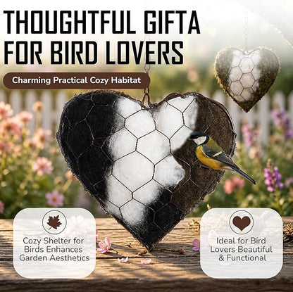 Alpaca Fiber Bird Nesting Heart – Natural Bird Nesting Material, Soft Alpaca Bird Nesting Heart for Outdoor Garden Birds & Nest Building Support