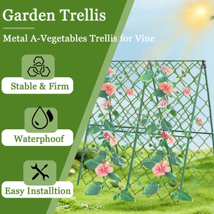Cucumber Trellis for Raised Bed, 47" H*47" W Garden Trellis for Climbing Plants Outdoor,Metal Trellises Gardening Supplies,A Frame Plant Support Frame for Cucumber, Flower, Tomato, Grape