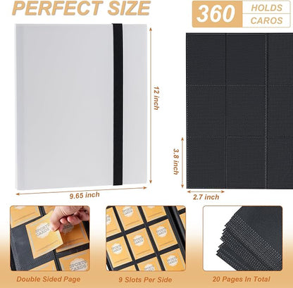 Card Binder 9 Pocket Storage 360 Card Binder,Trading Card Binder Senior and Sturdy Side-Loading Album,Intended For YuGiOh,MTG, TCG,Game Cards & Baseball Card Binde,(White）