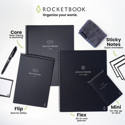 Rocketbook Core Reusable Smart Notebook, Lined Pages For School, Work and Creative Projects, Letter Size 8.5x11, Pink - Premium