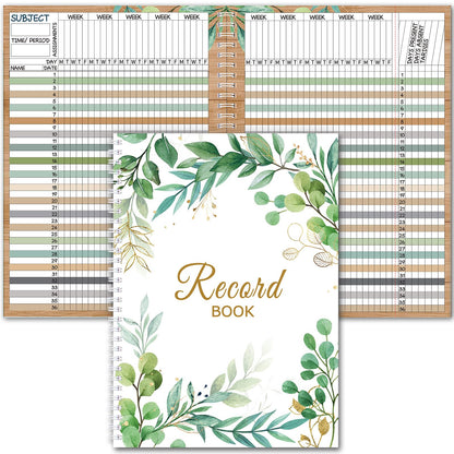 Fuyoooo Teacher Record Book Teacher Grade Books 2026-2027 Spiral Bound Record Planner 2026 Class Grade Book Office Favors for Classroom Attendance Decoration Double Sided(Boho Plant)