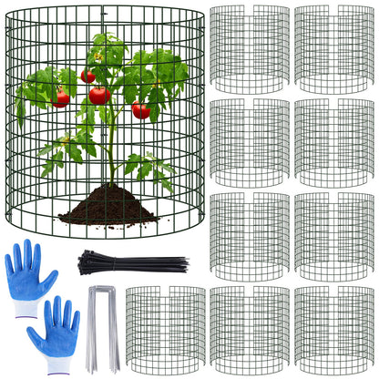 10 Pack Plant Protectors from Animals, 13.5" Dia X 14" H Wire Plant Protector Cage, 30pcs Metal Mesh Garden Cloches to Keep Rabbits, Squirrels and Chicken Out and Protection Vegetables Flowers Shrubs