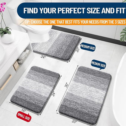 OLANLY Bathroom Runner Rugs Mat 70x20, Extra Soft Absorbent Microfiber Bath Rugs, Rubber Backing, Quick Dry, Washable Long Bath Mats for Bathroom Floor, Tub and Shower, Home Decor Accessories, Grey