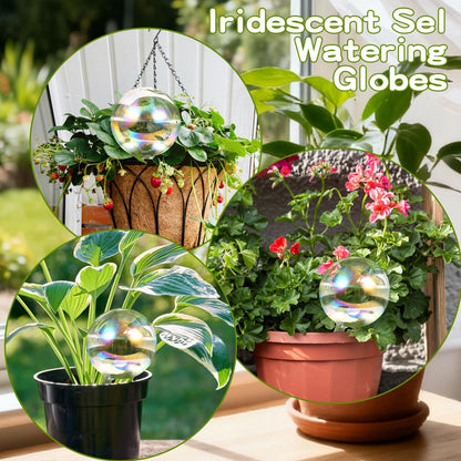 VZZNN 8 Pack Rainbow Glass Plant Watering Globes - Self Watering Planter Insert, Plant Watering Devices for Water Plants While Away, Indoor Outdoor Automatic Slow-Release Watering Bulbs