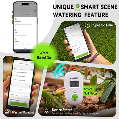 RAINPOINT Smart Drip Irrigation System for Houseplants,WiFi/App Control and Local Control, Dual Powered,Tap Free, Solar auto Watering for Indoor Balcony Grow Tent Water 10-15 Plants