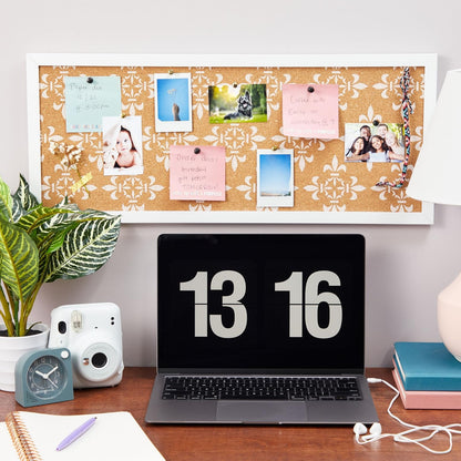 Juvale Decorative Cork Bulletin Boards for Walls (10 x 24 in) - White Frame Pin Board for Office, Bedroom & Room Decor