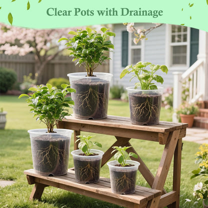 Ziliny 12 Pack 7.7/9.4/10.8 Inch Large Clear Nursery Pots for Plants Flexible Clear Plastic Nursery Pots with Drainage Hole Transparent Plastic Seedling Planter for Indoor Outdoor Rooting Visibility