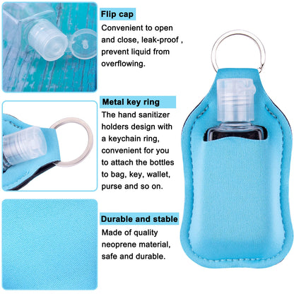 Duufin 60 Pieces Hand Sanitizer Keychain Holders Empty Travel Bottles Set Including 30 Pieces Reusable Clear Bottles and 30 Pieces Hand Sanitizer Holder for Backpack and Purse