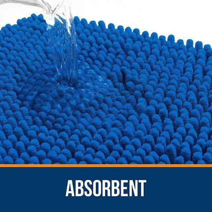 OLANLY Bathroom Rugs 35x24, Extra Soft Absorbent Chenille Bath Rugs, Rubber Backing Quick Dry, Machine Washable Bath Mats for Bathroom Floor, Tub and Shower, Home Decor Accessories, Deep Navy Blue