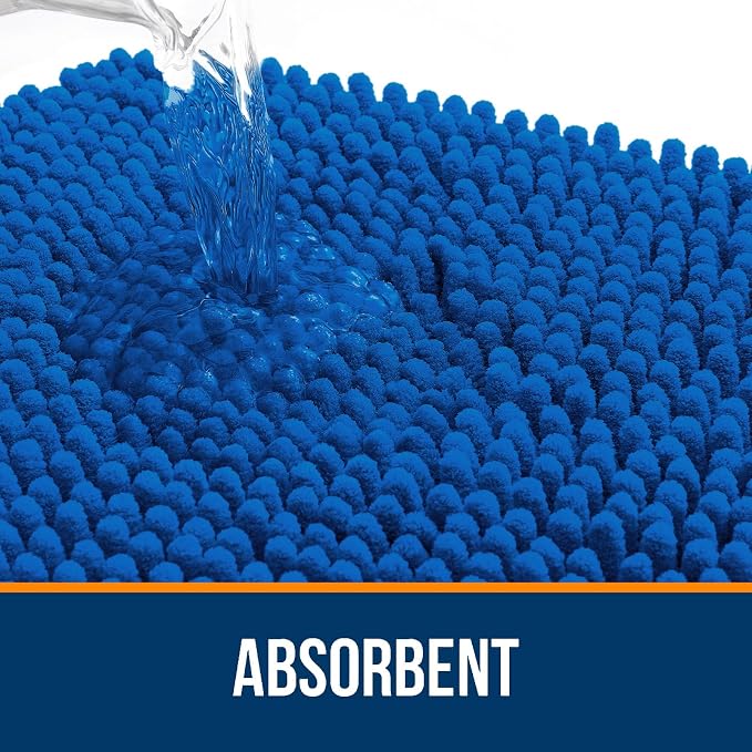 OLANLY Large Bathroom Rugs 70x46, Soft Absorbent Chenille Bath Rugs, Rubber Backing Quick Dry, Machine Washable Bath Mats for Bathroom Floor, Tub and Shower, Home Decor Accessories, Deep Navy Blue