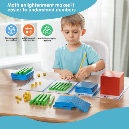 stochastic box Base Ten Blocks Plastic for Math Manipulatives Kindergarten Early Counting MathToy for 1st Grade Homeschool