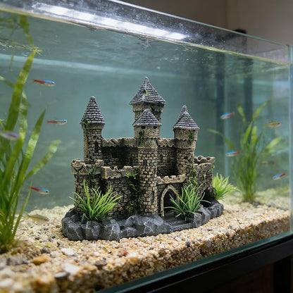 M2cbridge Aquarium Decor Castle Shipwreck Ornament Underwater Landscape(Mountain Castle)