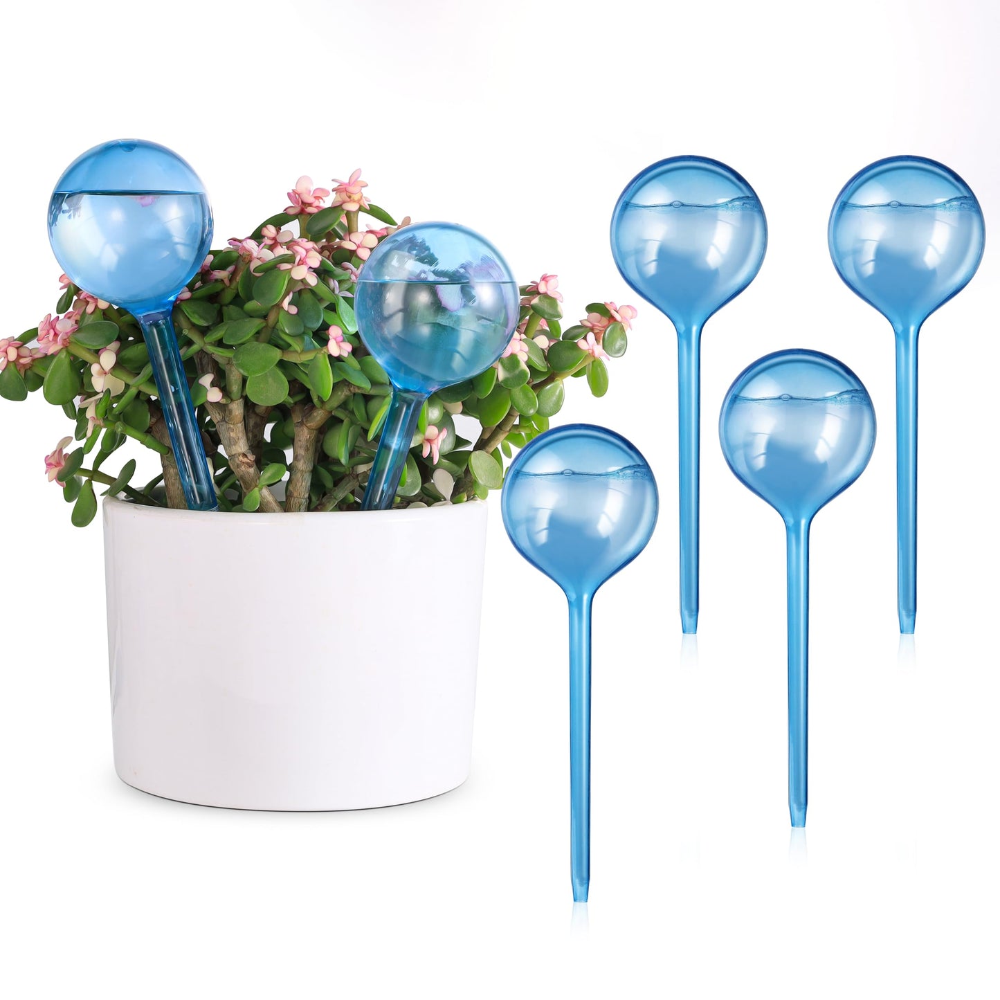 Soilagua 6-Pack Plastic Small Plant Watering Globes, Premium PVC Shatter-Resistant Plant Waterer, Self Watering Planter Insert with Tapered Opening, Automatic Watering Spikes for Daily & Vacation