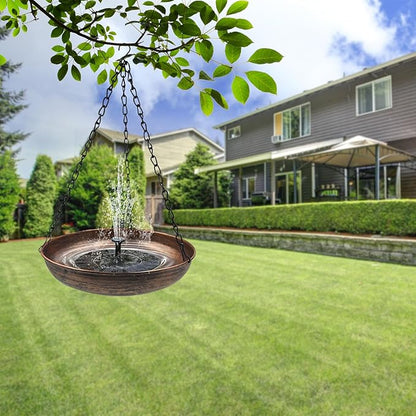 Hanging Bird Bath for Outside, 10" Metal Bird Bath Bowl with Chains & Hook Outdoor Hanging Birdbath for Tree, Gazebo, Patio, Balcony, Gift for Bird Lovers