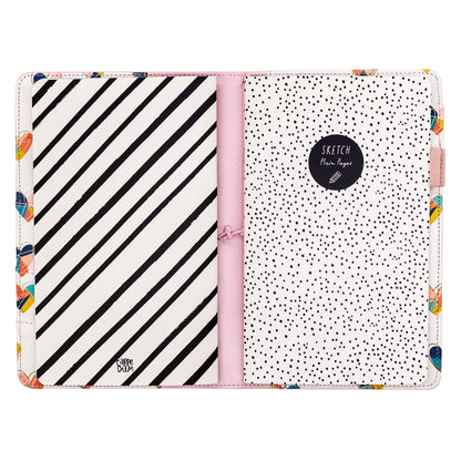 Pukka Pad, Carpe Diem Refillable Traveler’s Notebook Cover – Faux Leather Portfolio with Blank and Lined Notepads – Includes 6 Pockets, Pen Loop, and Elastic Closure – 8.5 x 5.5 Inches, Ballerina Pink