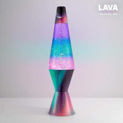 Lava® Lamp - 14.5" Polar Glimmer - The Original Motion Light - Silver Glitter, Multicolor Base and Globe - Item #2048 (Amazon Exclusive)