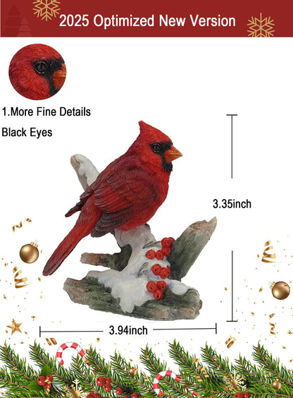YABINA 4.25 Inch Cardinal Bird on Snowy Branch Decorative Figurine, Red (Cardinal Bird on Snowy)