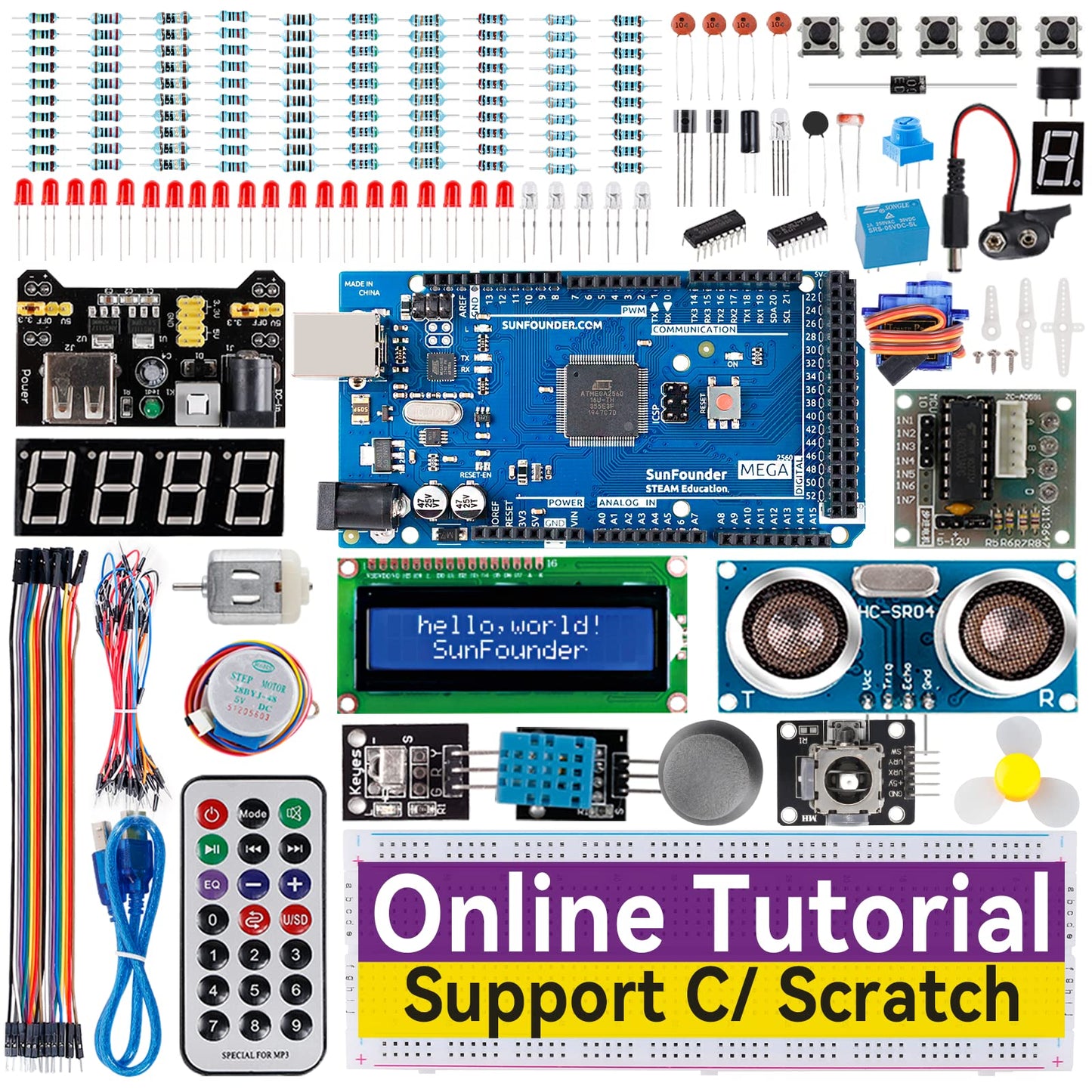 SunFounder Project The Most Complete Electronics Starter Kit Compatible with Arduino Mega 2560 R3 Mega328 Nano, 73 Tutorials Included