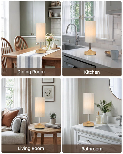 EZVALO Cordless Table Lamp, Ambient Light, Wood-Grain Finish, Dimmable, Touch, Timer, 2700K, Decor, Portable, Wireless, Rechargeable, Battery Operated, Bedside, Kitchen Lamp, for Dining Table, Counter