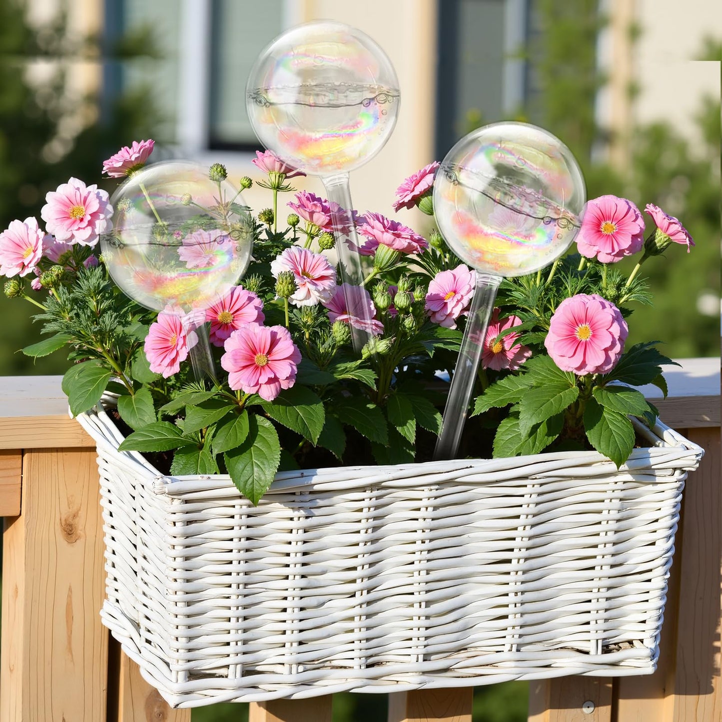 Hdagbnn 6 Pack Large Plant Watering Globes,Iridescent Rainbow Glass Self-Watering Bulbs,Watering Globe Planter Insert for Indoor & Outdoor Plants,DIY,Flowerpot,Hanging Plants,Home Garden