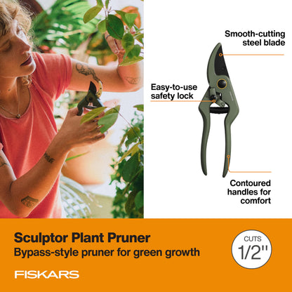 Fiskars Indoor Plant Care 3-Piece Set, Precision Gardening Tools with Nesting Storage Caddy, Detail Snips, Stem Shears & Bypass Pruner for Trimming & Shaping Houseplants, Stainless Steel Blades, Green
