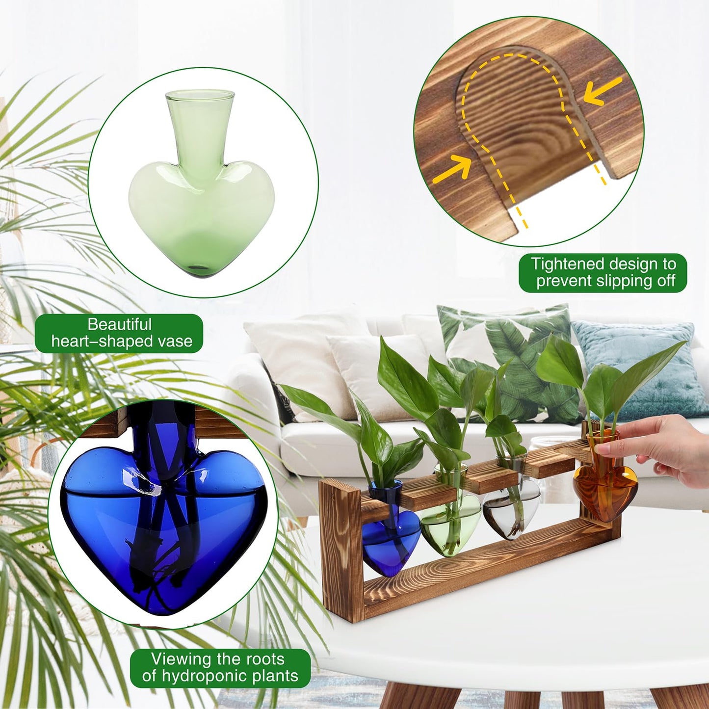 CYZglass Plant Propagation Stations Heart Plant Terrarium Kit Gift for Women Plant Lover Glass Vases