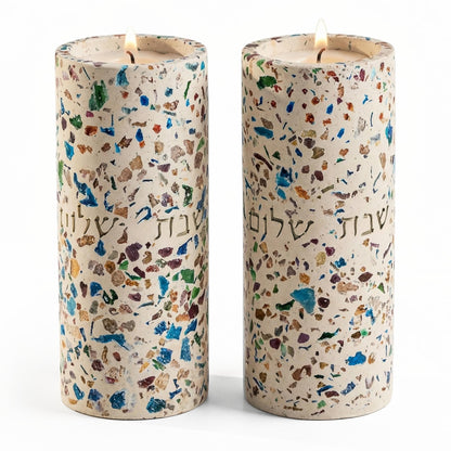 Suri Shabbat Candle Holder – Elegant Shabbat Candlesticks for Jewish Home Décor, Modern Metal Design, Perfect Candle Holders for Sabbath & Gift Giving (Turquoise)