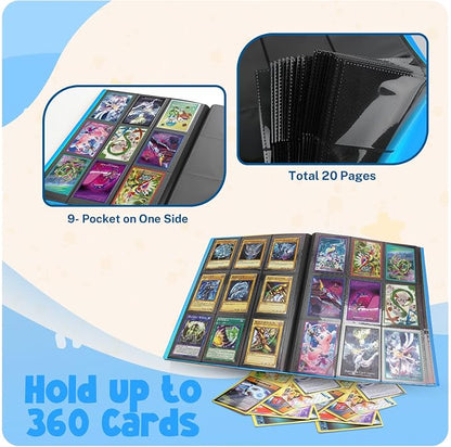 Card Binder, 9 Pocket Trading Card Album Folder,20 Pages, 360 Card Capacity Sports Card Binder, Premium Card Binders Compatible with MTG, TCG, Baseball Cards (Light blue)