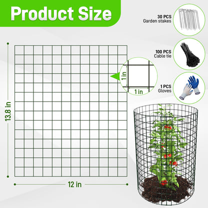 8 Pack Plant Protectors from Animals, 13.8"x 12" Wire Plant Protector, Wire Cages for Plants with Stakes and Cable Ties, Metal Plant Cages for Plants, Vegetables, Flowers