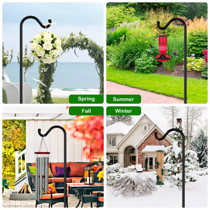 FEED GARDEN Sheperds Hooks for Outdoor Bird Feeder Pole 76 Inch Adjustable Tall Heavy Duty Shepherds Hooks for Hanging Plant Baskets, Solar Lights, Wedding Decor, Lanterns, Black (2 Pack)