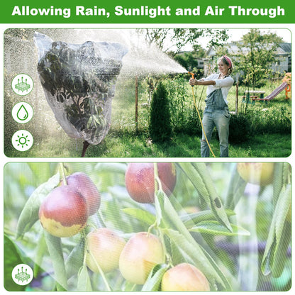 Large Fruit Tree Netting, 2 Pack 10x10Ft Garden Netting Pest Barrier Mesh Covers Bags with Zipper and Drawstring Insect Bird Cover Netting Plant Protection Covers for Vegetables Bushes