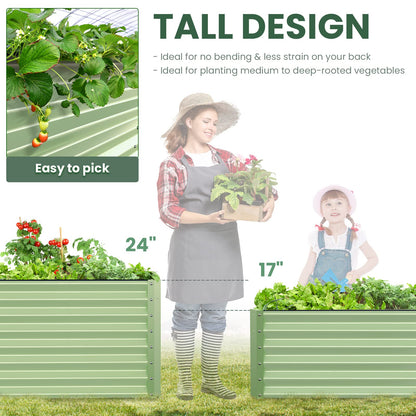 Galvanized Raised Garden Bed Box Outdoor 17" Tall Raised Garden Beds Outdoor Garden Planter Outdoor Garden Boxes Outdoor Raised Metal Raised Garden Beds for Vegetables 96"X48"X17", Mint Green